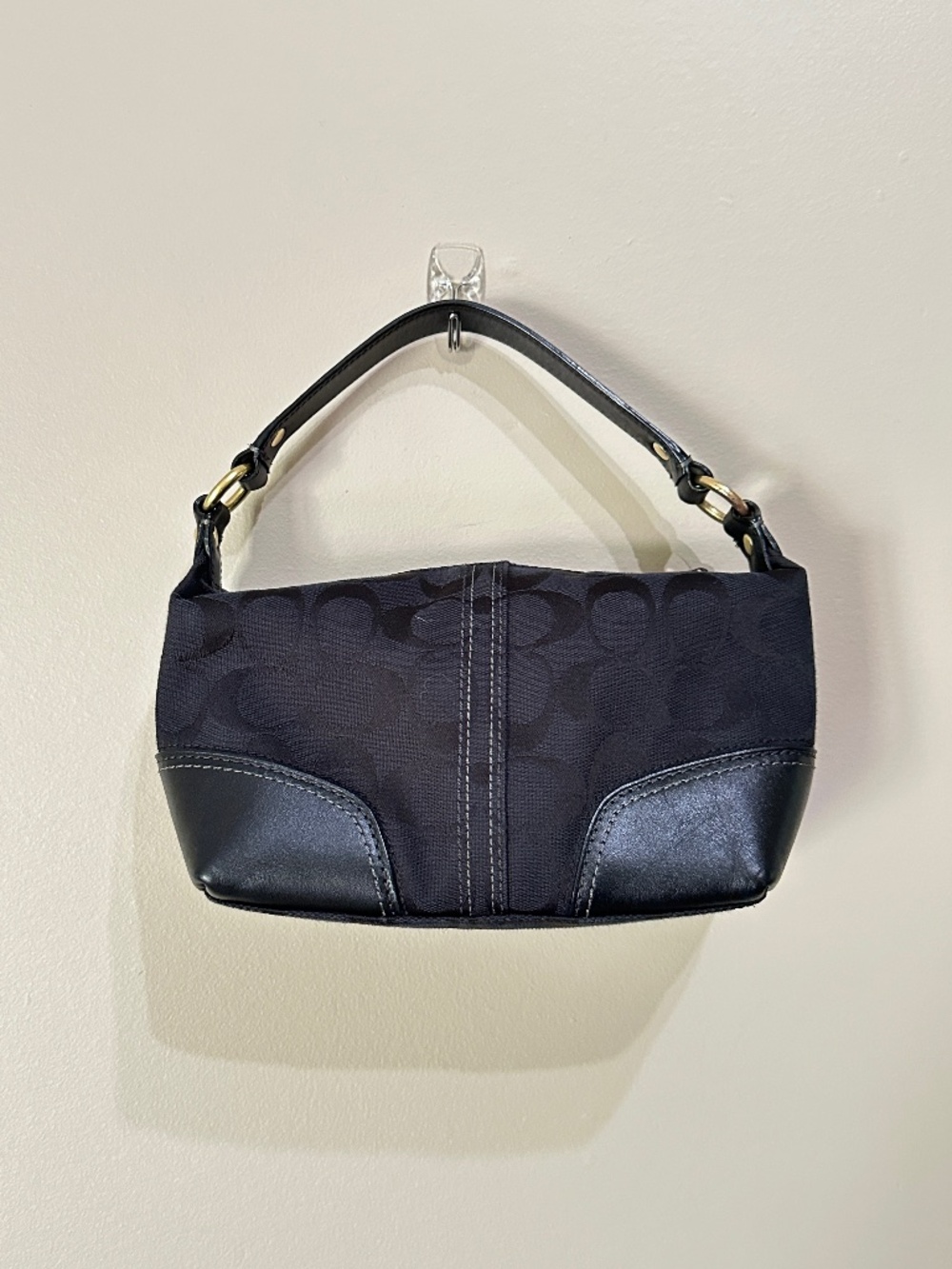 Coach Vintage Y2K Black Signature Mini Hobo Handbag